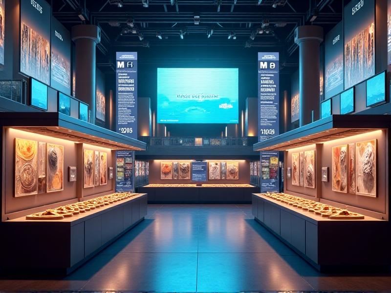 A detailed digital rendering of a virtual whistle convention platform, featuring a sleek and modern interface with interactive elements. The design includes a live stream window, chat bubbles, and a virtual exhibition space, all set against a backdrop of soft, ambient lighting that creates a welcoming and professional atmosphere.